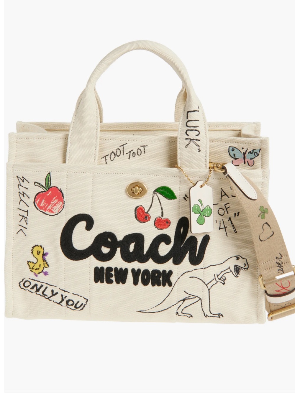 Coach Sketch Print Cotton Canvas Cargo Tote
